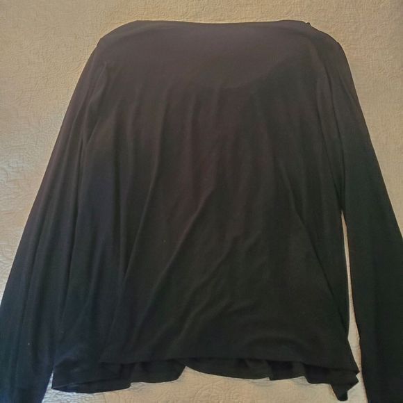 Coldwater Creek Sweater Womens XL BLACK Pullover Knit Stretch V Neck Lightweight - Picture 7 of 10